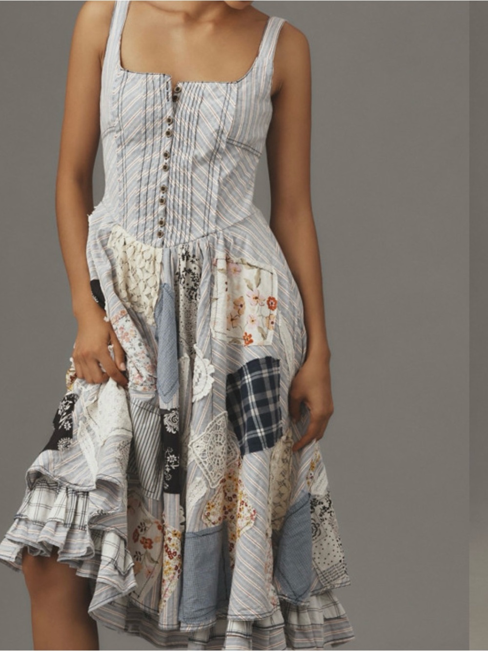 Scoop-Neck Drop-Waist Midi Dress